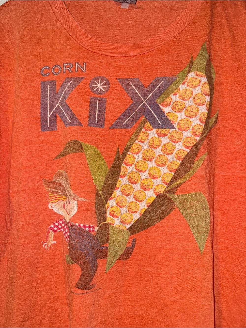 Men’s vintage Orange 'Corn Kix' Graphic Tee size L - Picture 2 of 6